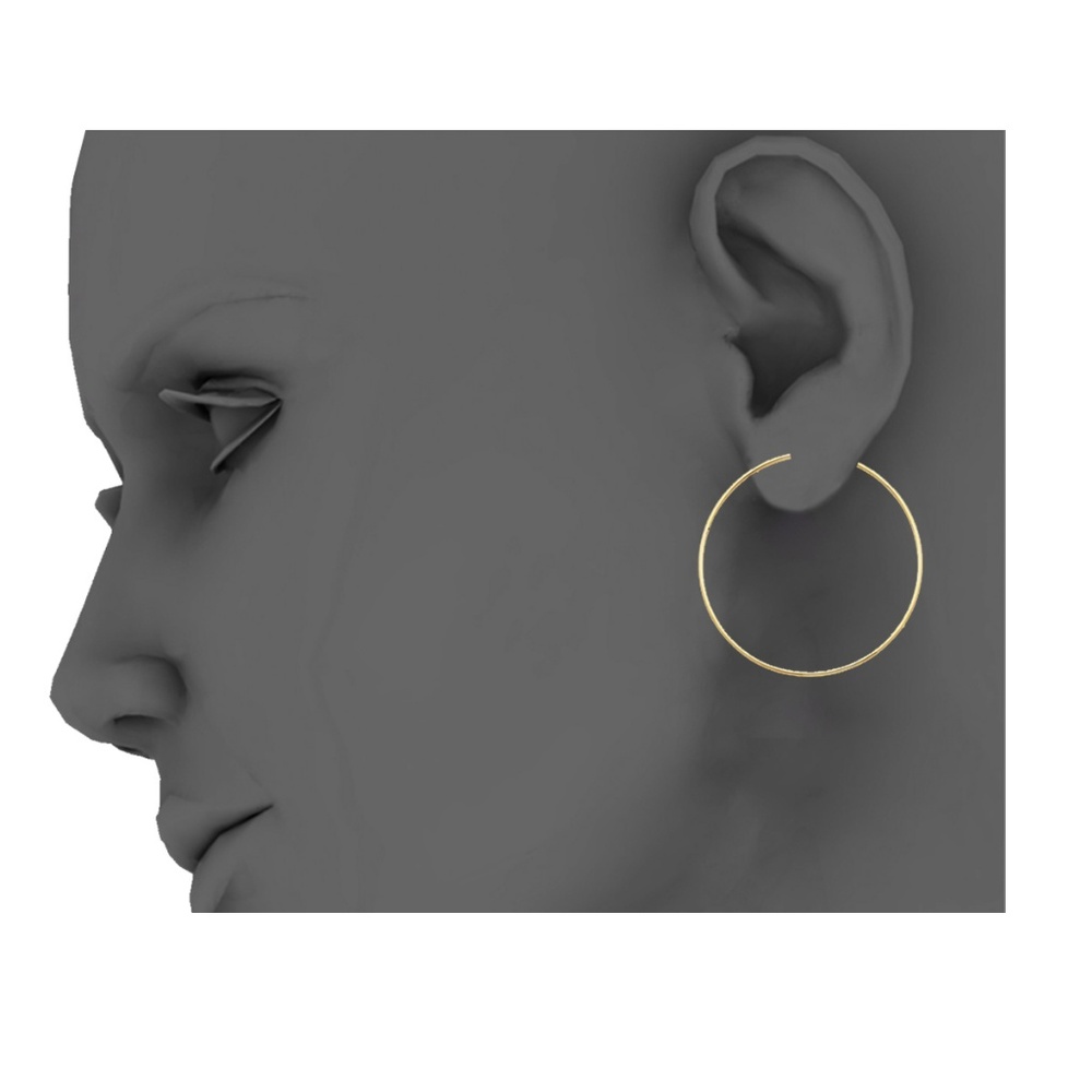 14K Yellow Gold Polished Endless Extra Large Hoop - Picture 2 of 4